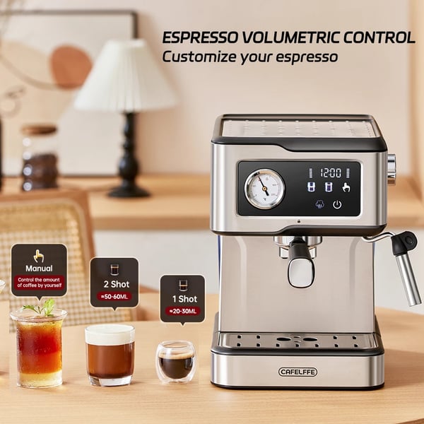 Espresso Maskine, 20 Bar Højt Tryk, Touch Kontrolpanel,Rustfrit Stål, EU