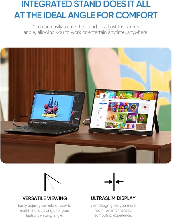 ARZOPA Bærbar Skærm, 17,3 tommer FHD 1080P, IPS Skærm,17.3 A1M 1080P