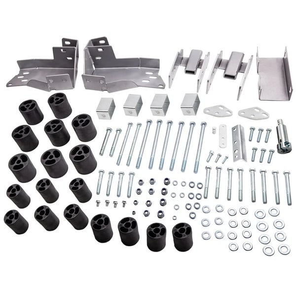 Body Lift Kit, 3 tommer løftehøjde, stålmateriale, kompatibilitet med Silverado og Sierra 1500, nem bolt-on installation, installationstid på 8 timer