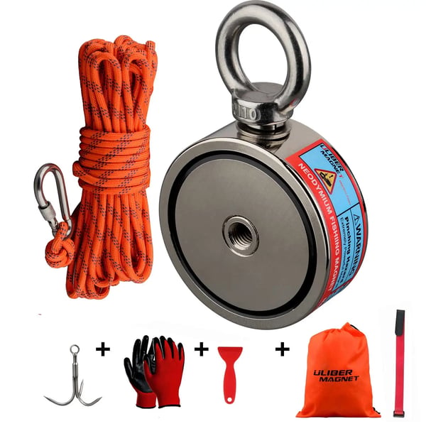 Redningsmagnet, Neodymium Materiale, 300KG Tiltrækningskraft,Magnetisk trækstyrke, D75mm 250KG 2 sider
