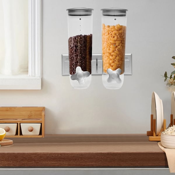 Maddispenser, Dobbeltspand Design, Portionskontrolsystem,Sølv