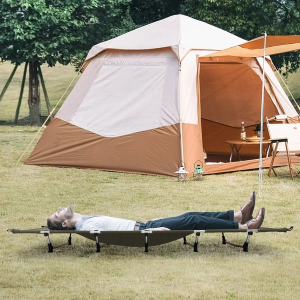 Sammenklappelig Camping Senge, Letvægts og Bærbar, Understøtter 150 kg,Hærgrøn
