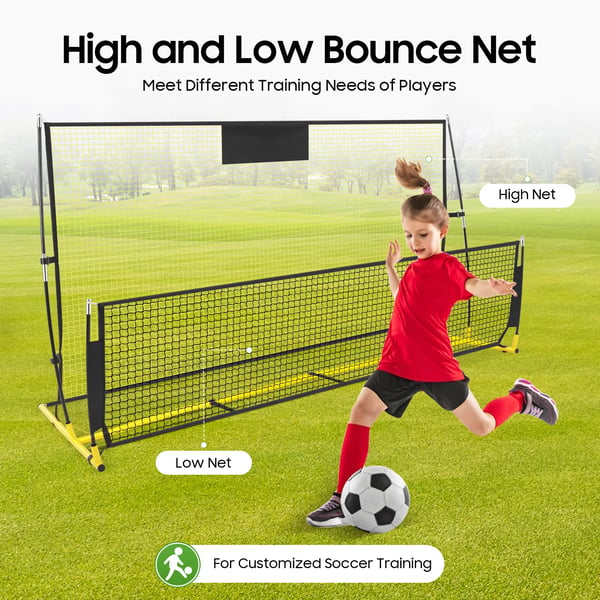 Fotboll Rebounder Nät, Hög Studs Träning, Hållbar Glasfiber Ram,Gul