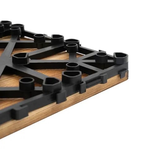 Sammenkoblede Terrassefliser, Kamfertræ, 30cm x 30cm x 2cm, 36 STK, 3T Belastningskapacitet, Karboniseret Overfladebehandling
