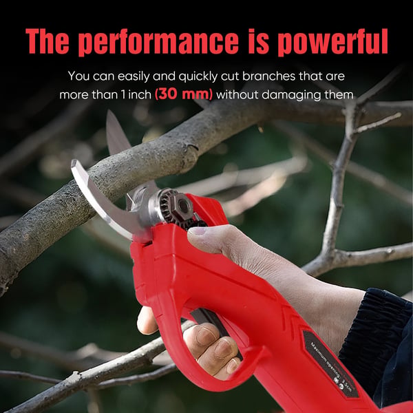 Batteridriven elektrisk sekatör, ergonomisk design, högpresterande blad, 2 Batteri