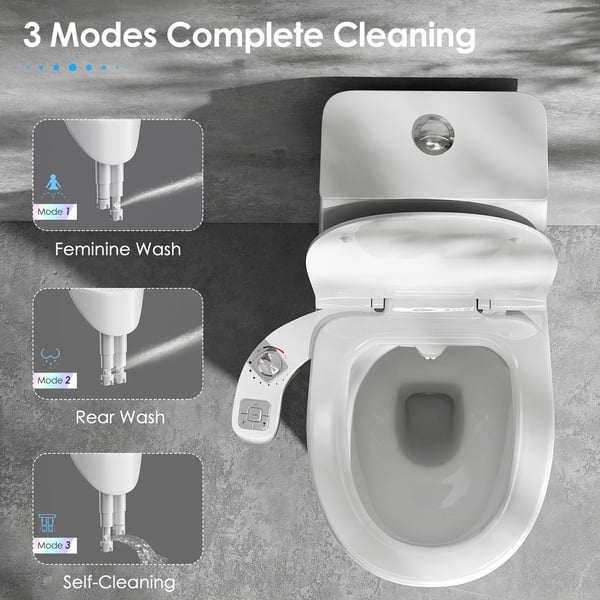 Bidet-tilbehør, justerbar temperatur, dobbelt dyse-system,HVID