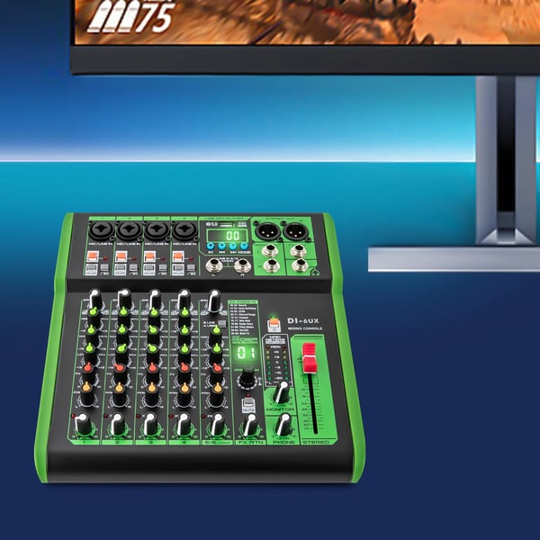 Lydmixer, 99 DSP-effekter, USB- og MP3-forbindelse,Sort