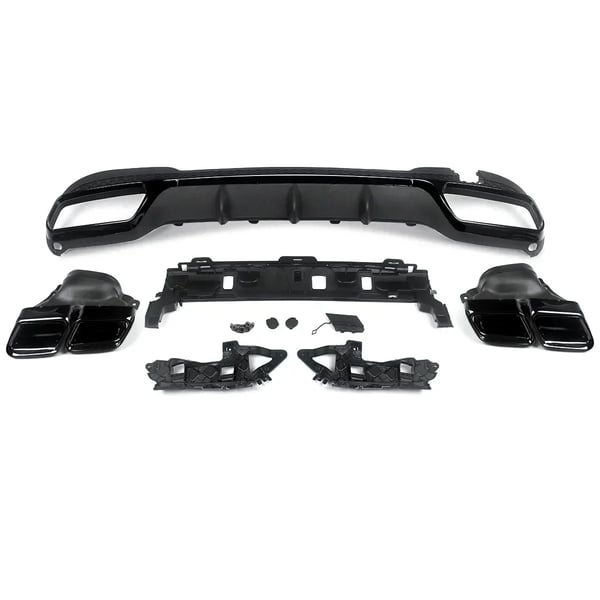 Bageste kofanger diffuser, passer til AMG Line modeller, holdbar ABS konstruktion,som vist