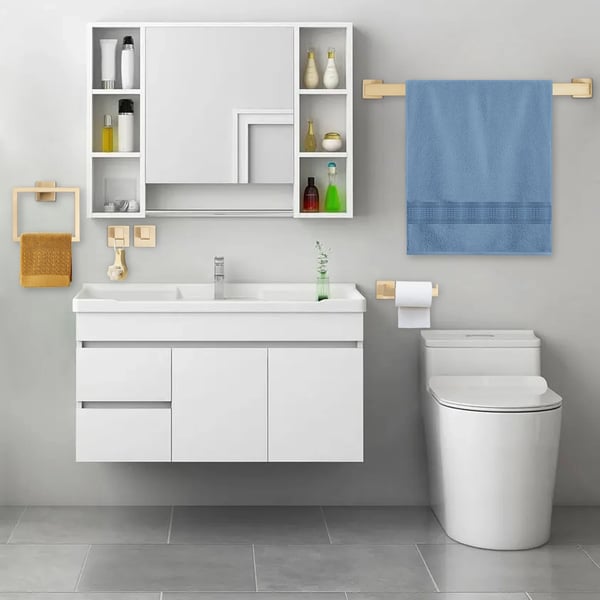 Badeværelseshåndklædestangssæt, vægmonteret, moderne design,Guld
