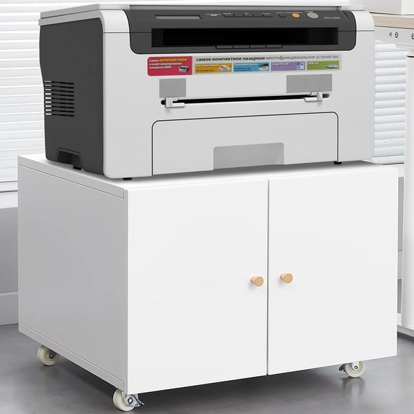 Printerstand, Mobil Design, Justerbare Hylder,Elfenben