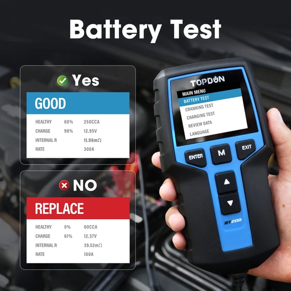 Batteritesteren, 12V/24V kompatibilitet, ledningsevnetestteknologi,BT200