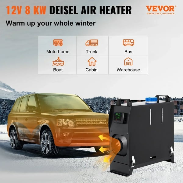 Dieselvarmer, 8KW Effekt, LCD Kontrol,8KW