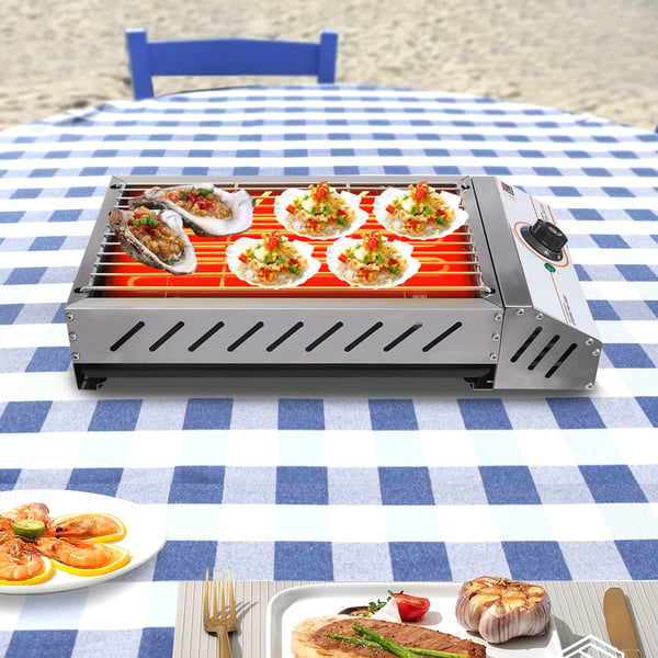 Elektrisk Grill, Rustfrit Stål, 2,5 kW, 220V / 50Hz, Justerbar Temperatur 50°C - 300°C, Dimensioner 54,2 cm x 28 cm
