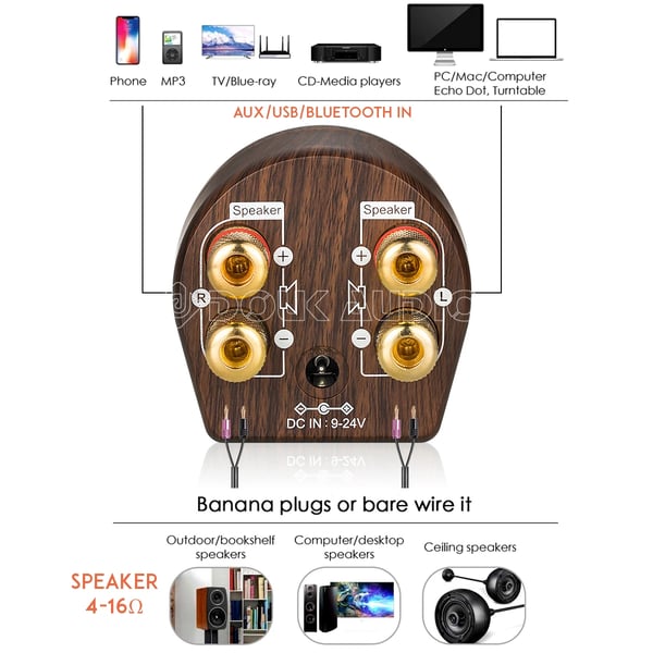 Digital forstærker, Bluetooth 5.0, 50W udgangseffekt