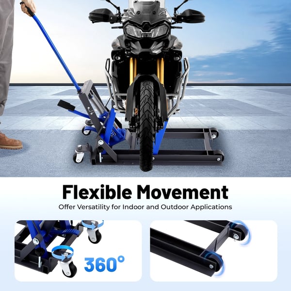 Motorcykel Hydraulisk Reparationsstand, Heavy Duty, 680 kg Kapacitet,Blå