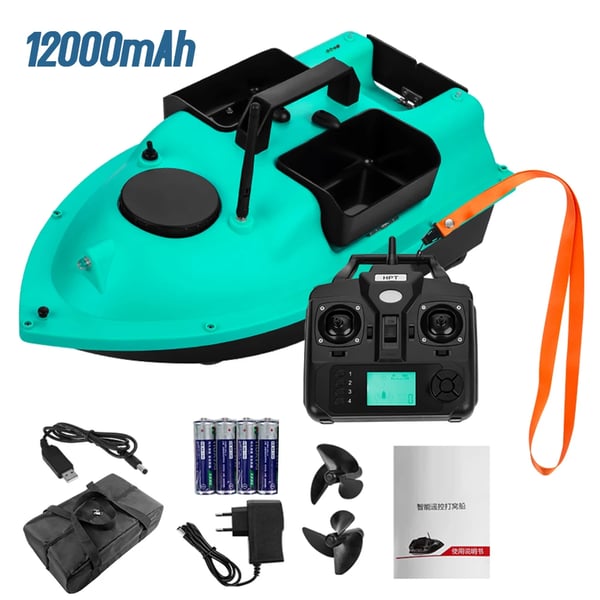 Fiskebåt med bete, GPS-funktionalitet, dubbelmotordesign,12000mAh