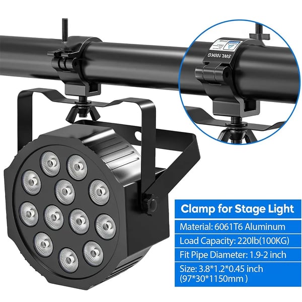 Lys Klemme, Heavy Duty Aluminium, Kompatibel med 48-51mm armaturer, Designet til Moving Head Lys, Strømkilde AC, Lysstrøm Mindre end 60