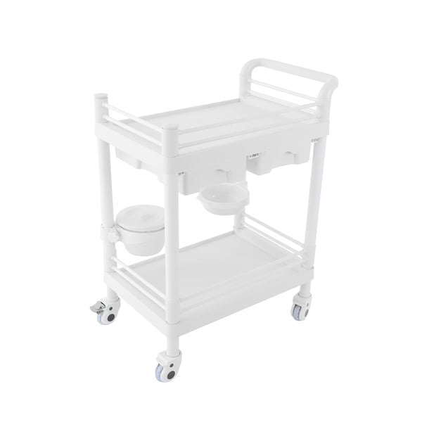 Medicinsk vogn, 2 niveauer, 90 kg belastningskapacitet,HVID