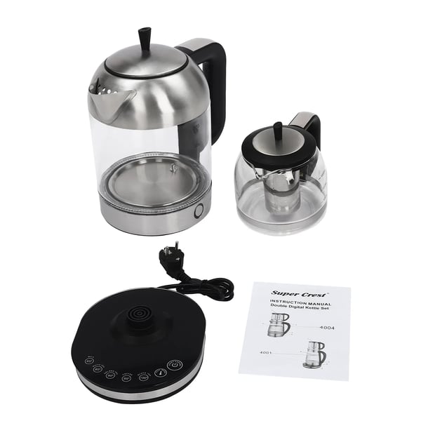 Elektrisk Tyrkisk Teemaskine, Dobbelt Teapot Design, Sikkerhedsfunktioner,sort