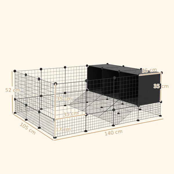 Kæledyrsgitter, Justerbart Design, Holdbar Metal Konstruktion,sort, 140X105X52 cm