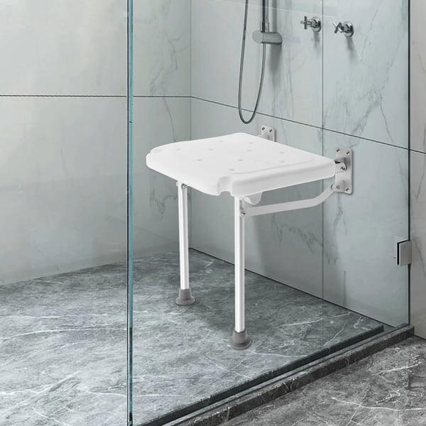 Duschstol, Väggmonterad, Halkfri Fällbar Design,VIT