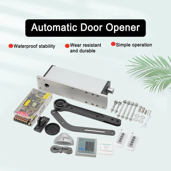Automatisk Døråbner, Aluminiumlegering & Rustfrit Stål, Åbningsvinkel 90°, Strømforsyning DC24V, Nominel Effekt 25W, Justerbar Hastighed 1-9 Gear