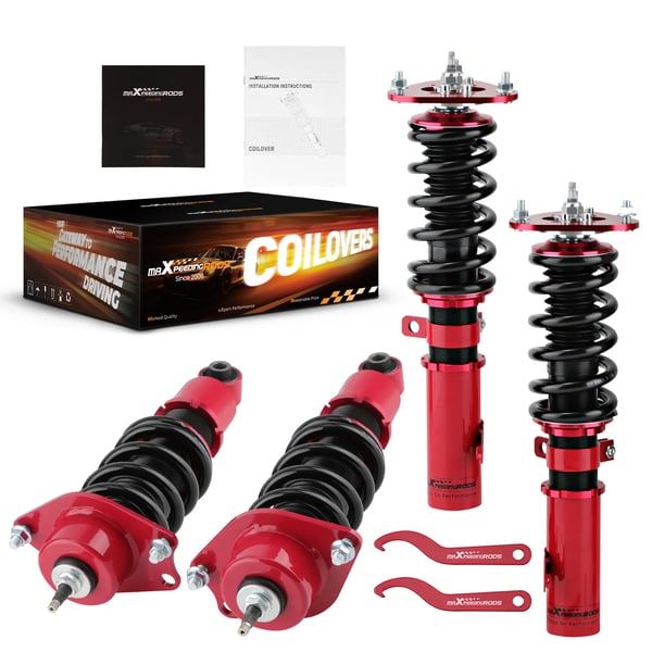 Affjedringstuning Coilovers, Justerbar Højde 25-75mm, 24 Niveauer Afbøjningsdæmpning, CNC-bearbejdet Aluminium