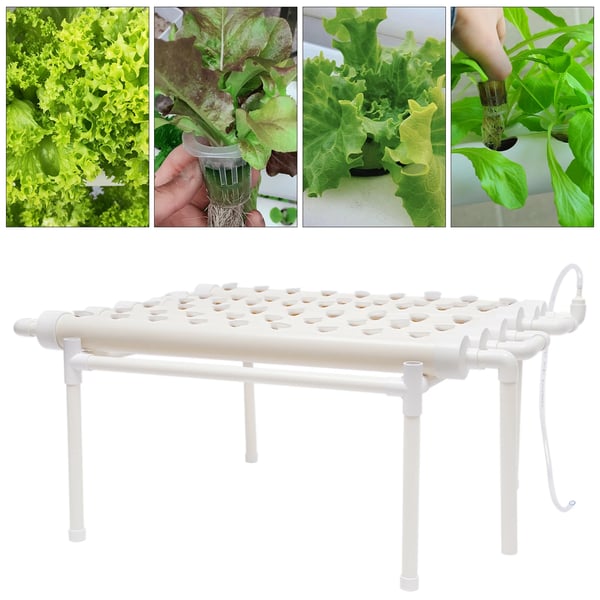 Hydroponiskt odlingskit, 54 växtplatser, 1 lager, PVC-U-material,VIT