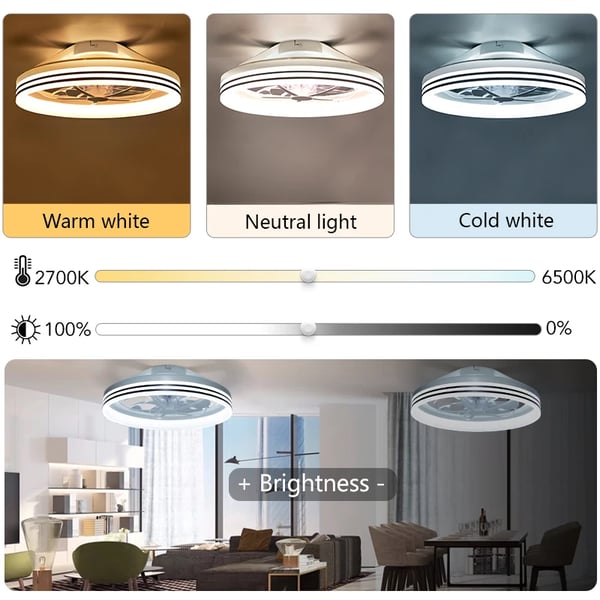 Loftventilator, RGB-lys, Bluetooth-højttaler,7, Smart Fan Lys