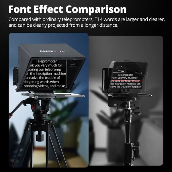 Teleprompter, Foldbart Design, Smartphone & DSLR Kompatibilitet,T14