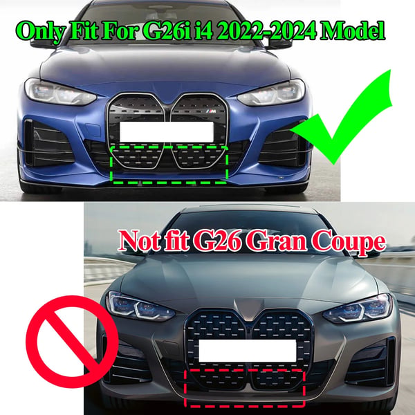 Front Bumper Gitter, ABS Materiale, Kompatibel med Premium Køretøj 4 Series G26,Glansfuld Sort