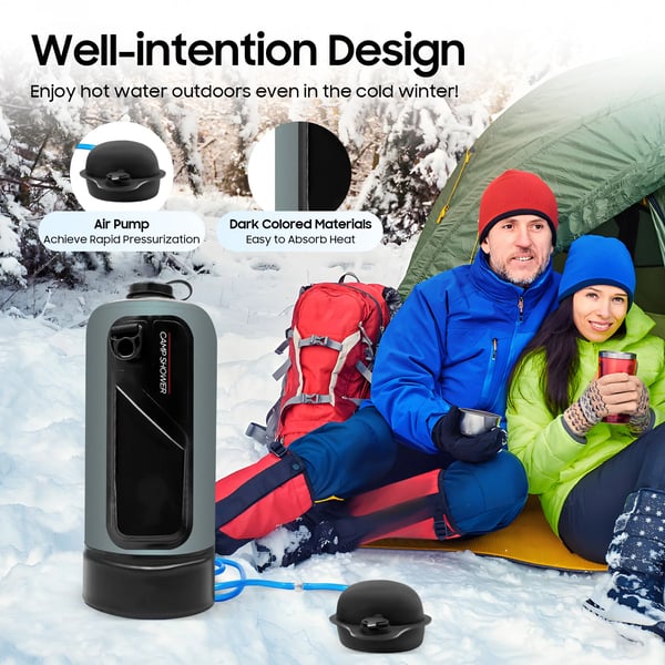Campingdusch, Bärbar Design, Stor Kapacitet,Grå och svart