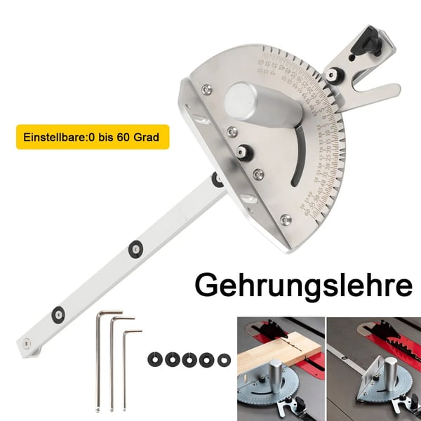 Vinkel Miter Gauge, Længde 450mm, Bredde 178mm, Justerbar Vinkel 0-60°, Skruestørrelse 6mm, Anvendelse Træbearbejdningsværktøj