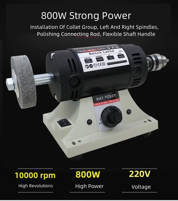 Bænkgrinder, 800W effekt, 800-10000 RPM hastighed,800W polering