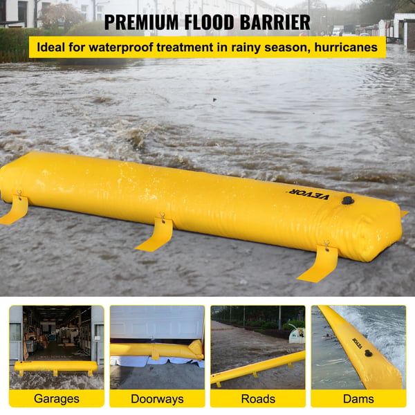 Oversvømmelsesbarriere, Holdbar PVC-konstruktion, Letvægts og Bærbar,12ftx20inx12in