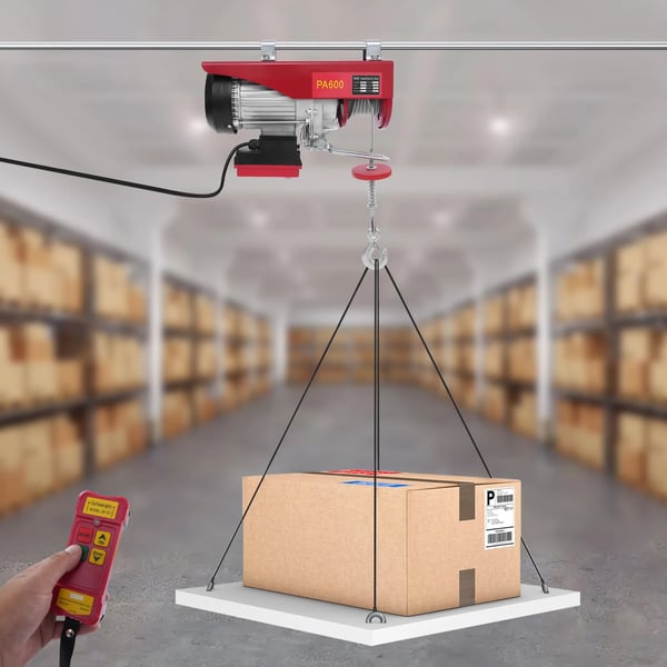 Elektrisk hejseværk, 1200W motor, 600 kg kapacitet, Q235 stål, aluminiumslegering konstruktion, TÜV certificeret
