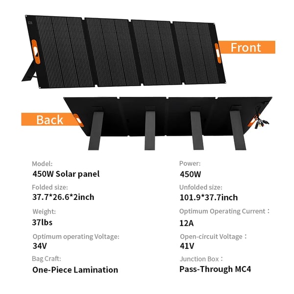 Solpanel, 4-i-1-kabel, bärbar design,450w