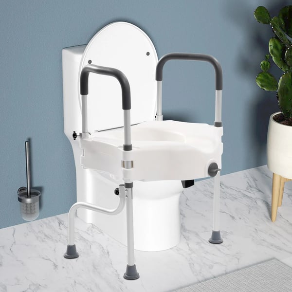 Mobilt Toalettställ, Justerbara Armstöd, Ergonomisk Design,Vit