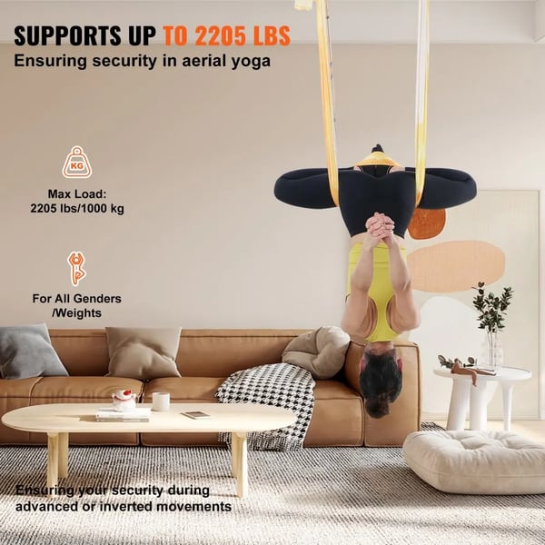 Aerial Yoga Hængekøje, Holdbart 100gsm Nylon, 2204,62 lbs Kapacitet, Alsidig Brug