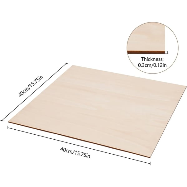 Vanerilevyt, 400mm x 400mm x 3mm, Vaahteramateriaali, Neliön muotoinen, Kiillotettu pinta, Vaalea puunsyykuvio