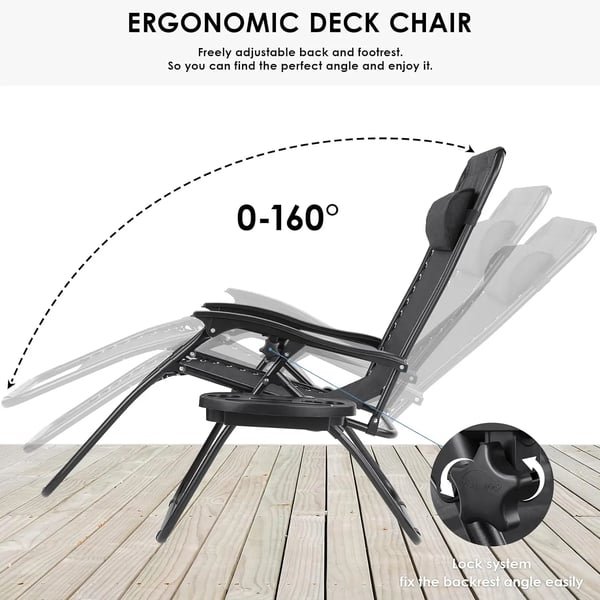 Foldbar havestol, Stålramme, Belastningsevne 140 kg, Dimensioner 90 x 64 x 110 cm, Justerbare liggende positioner, Ergonomisk design