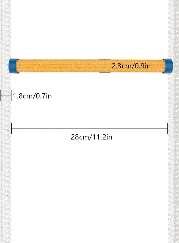 Rebtrappe, 10 m længde, op til 200 kg kapacitet, 2 kroge, moderne design, skridsikker tekstur