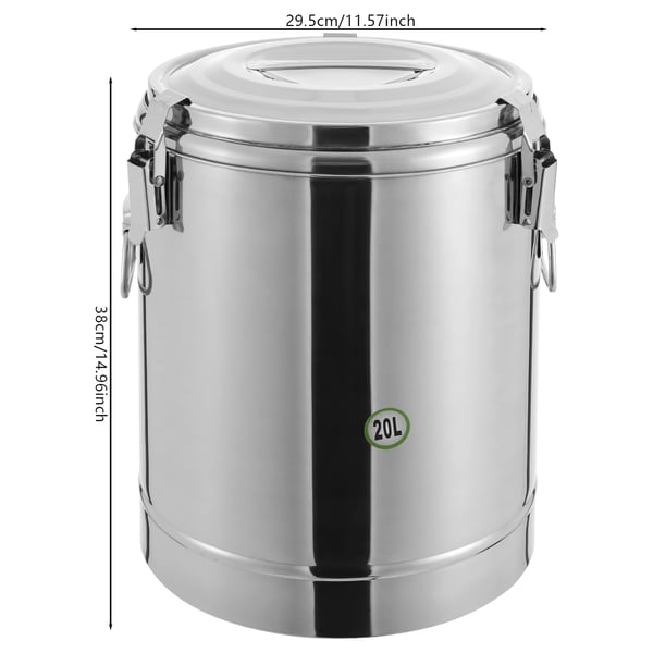 Isoleret suppe transportør, 5,28 gallon, 201 rustfrit stål, 304 rustfrit stål liner, fremragende varmebevaring, tætsluttende lågdesign