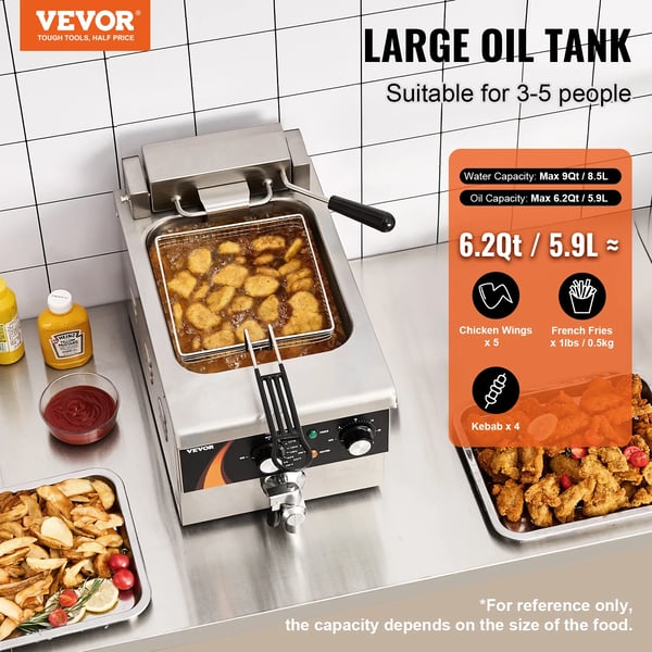 Frituregryde, 9 Qt kapacitet, 1750W effekt, 220V spænding, uafhængig temperaturkontrol, CE-certificeret
