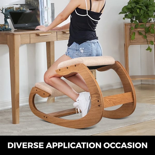 Knækkestol, Birketræ og Skum, Hoftepude 41/37*29*7 cm, Knæpude 47/45*23*7 cm, 100 kg Belastningsevne, Ergonomisk Design