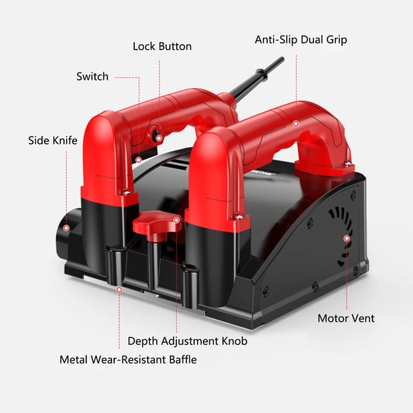 Elektrisk Vægplaner, Effekt 1200W, Spænding 220V, Hastighed 3000 O/MIN, Fræsbredde 160 mm, Højdejustering 1-4 mm