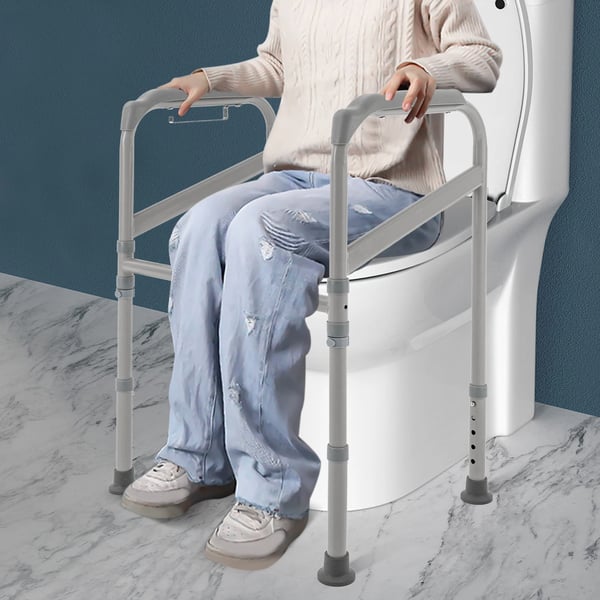 Toilet Støttehjælp, Justerbar Højde, Sammenklappeligt Design,Hvid