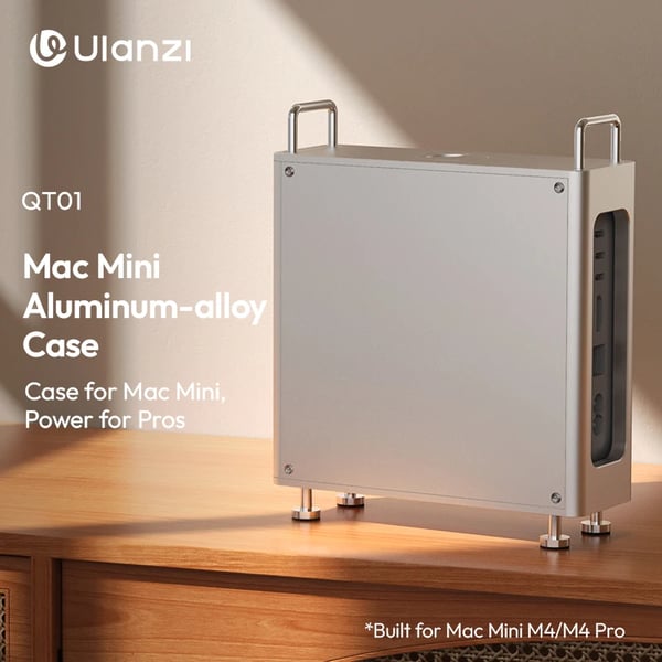 Mac Mini Beskyttelsessag, Aluminiumlegering, Magnetisk Sidefod, Sølv