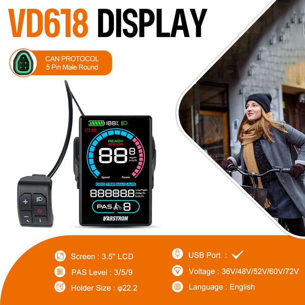 Display, vattentät, USB-C-laddningsport, VD618
