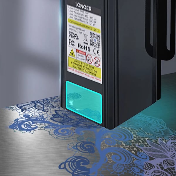 Lasergraver, 20W Effekt, Farvet Touchscreen,EU-a, LÆNGERE RAY5 20W-a
